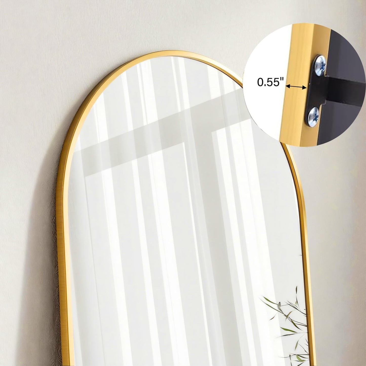 Mirror Full Length, 71"x26" Arched Full Length Mirror, Arch Mirror with Stand, Large Standing Mirrors, Oversized Full Body Mirrors with Aluminum Frame for Bedroom, Living Room (White)