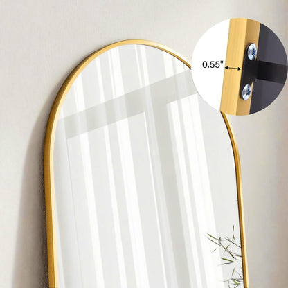 Mirror Full Length, 71"x26" Arched Full Length Mirror, Arch Mirror with Stand, Large Standing Mirrors, Oversized Full Body Mirrors with Aluminum Frame for Bedroom, Living Room (White)
