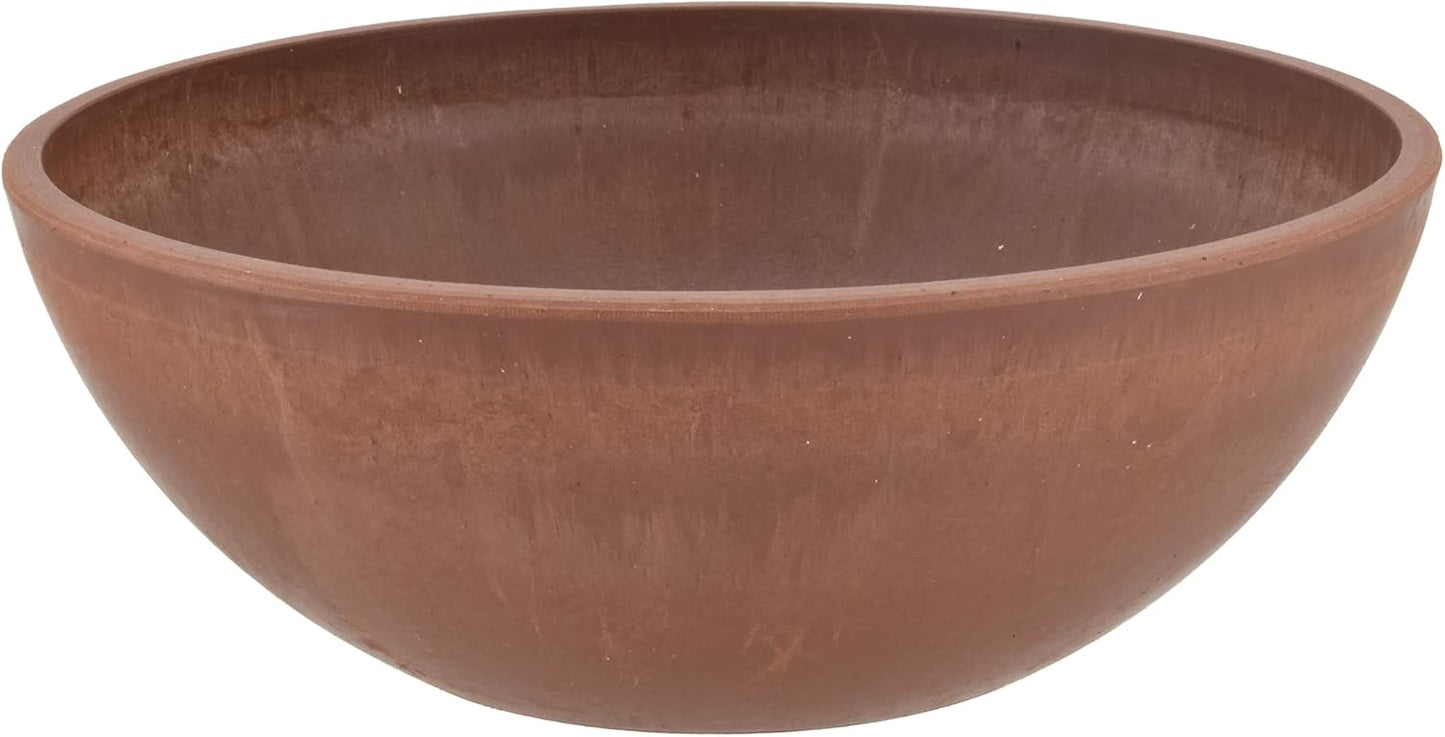 PSW Pot Collection M30DC 12-inch Plastic/Stone/Wood Composite Low Bowl Planter – No Drainage Hole (Drillable), Shallow Indoor/Outer Pot for Succulents, Bonsai, Fairy Gardens, Herbs, Dark Charcoal