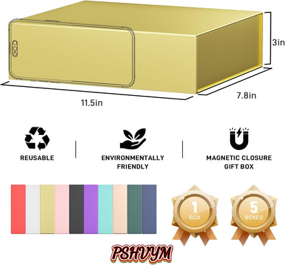 PSHVYM Gift Boxes with Lids, 11.5x7.8x3 In Forest Green Gift Box for Presents Magnetic Closure for T-Shirts, Gloves, Scarves, Books, Baby Clothes, Robes Clothing Gift Wrap, Contains Card, Ribbon