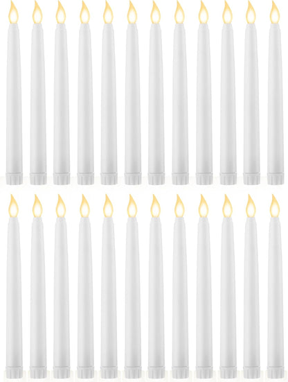 Treela 24 Pcs Flameless Taper Candles Battery Operated Bulk Fake Candles Light LED Candle Sticks Flickering Tapered for Easter Wedding Anniversary Decoration(Basic,11 Inch,Ivory)
