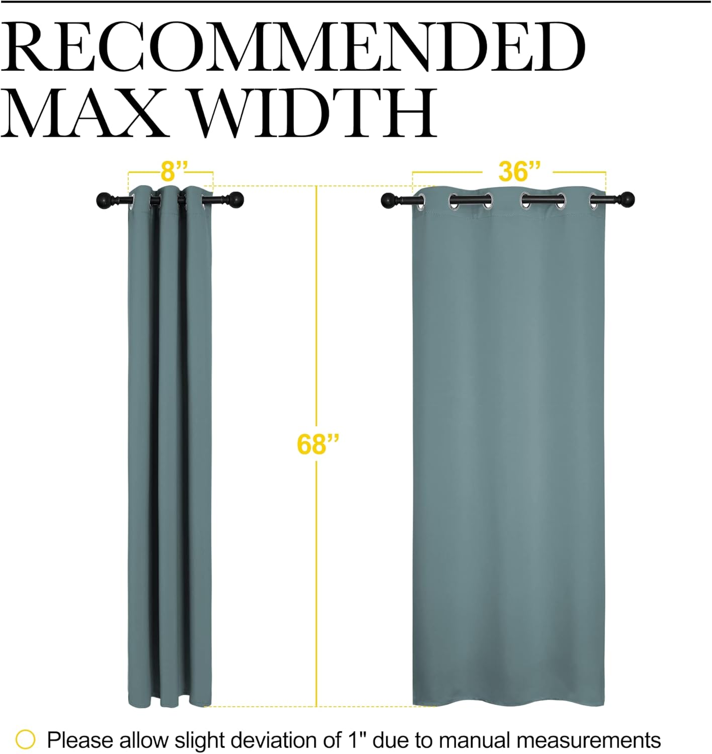 NICETOWN Halloween Pitch Black Solid Thermal Insulated Grommet Blackout Curtains/Drapes for Bedroom Window (2 Panels, 42 inches Wide by 63 inches Long, Black) - Colors C
