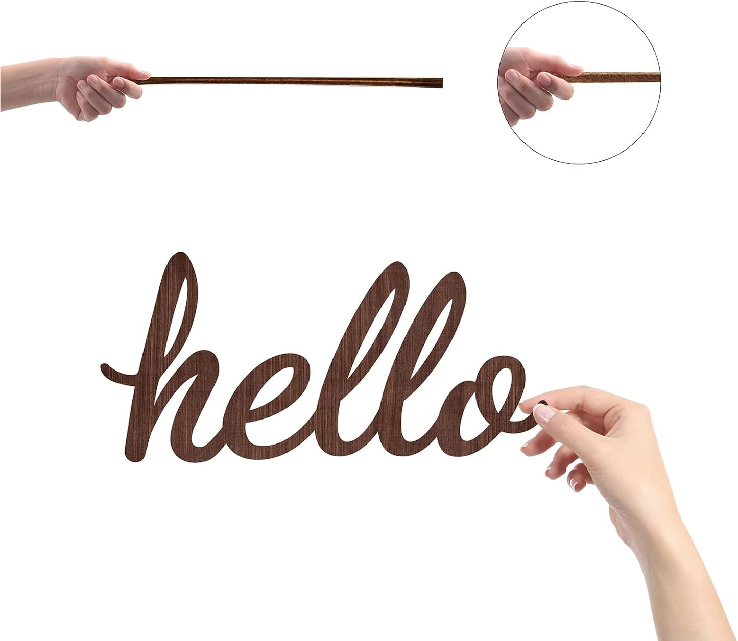 CREATCABIN Cutout Sign Family Letter Wooden Wall Art Decor Wood Word Sculpture Signs Rustic Farmhouse for Housewarming Home Front Door Entryway Wall Decoration, Brown, 11.9 x 5.5inch