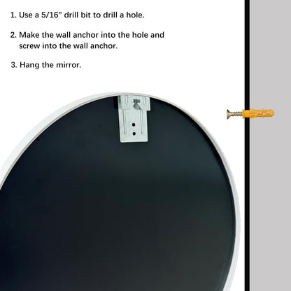 Sunniry Black Round Mirror, Round Mirror 24 inch, Black Circle Mirrors Matte Metal Frame, Wall Mounted Mirrors for Living Room, Bathroom, Wall, Entryway.