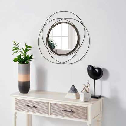 Gold Sunburst Mirrors for Wall Decorative Metal Round Art Mirrors Large Wall Decor Hanging Mirror for Bathroom Bedroom Living Room Vanity Entryway 16"