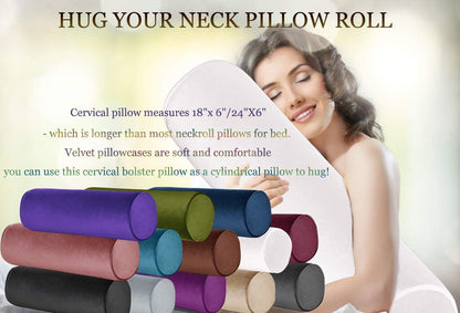 Tinbolunce Memory Foam Roll Pillow for Knee/Leg/Neck - Full Moon Bolster/Round Cylinder Pillow for Sleeping on Side or Back - Removable Cooling Cover Length 18" x 6" Diameter (Navy Blue)