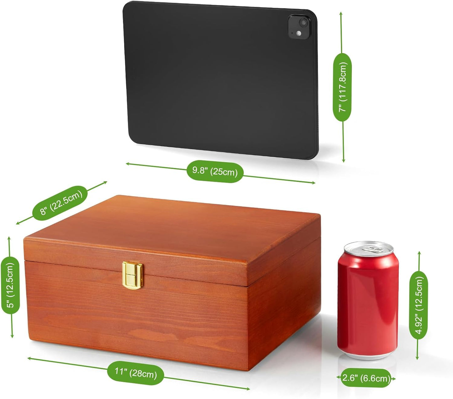DRASTAR Wooden Keepsake Box, Large Acacia Storage Memory Box with a Hinged Lid for Crafts and Photo Storage