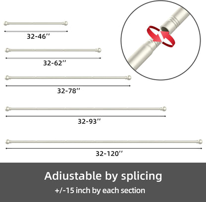 GXOACKJ Curtain Rods for windows 32-48 inch, 5/8 inch Decorative Curtain Rod Set, Matte Black Splicing Heavy Duty Metal Curtain Rod with Brackets