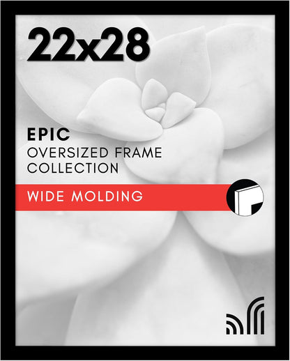 Americanflat 16x20 Picture Frame with Polished Plexiglass - Black Picture Frame - Wide Photo Frames Made of Engineered Wood for Vertical or Horizontal Wall Display - Epic Collection - Black - Colors A