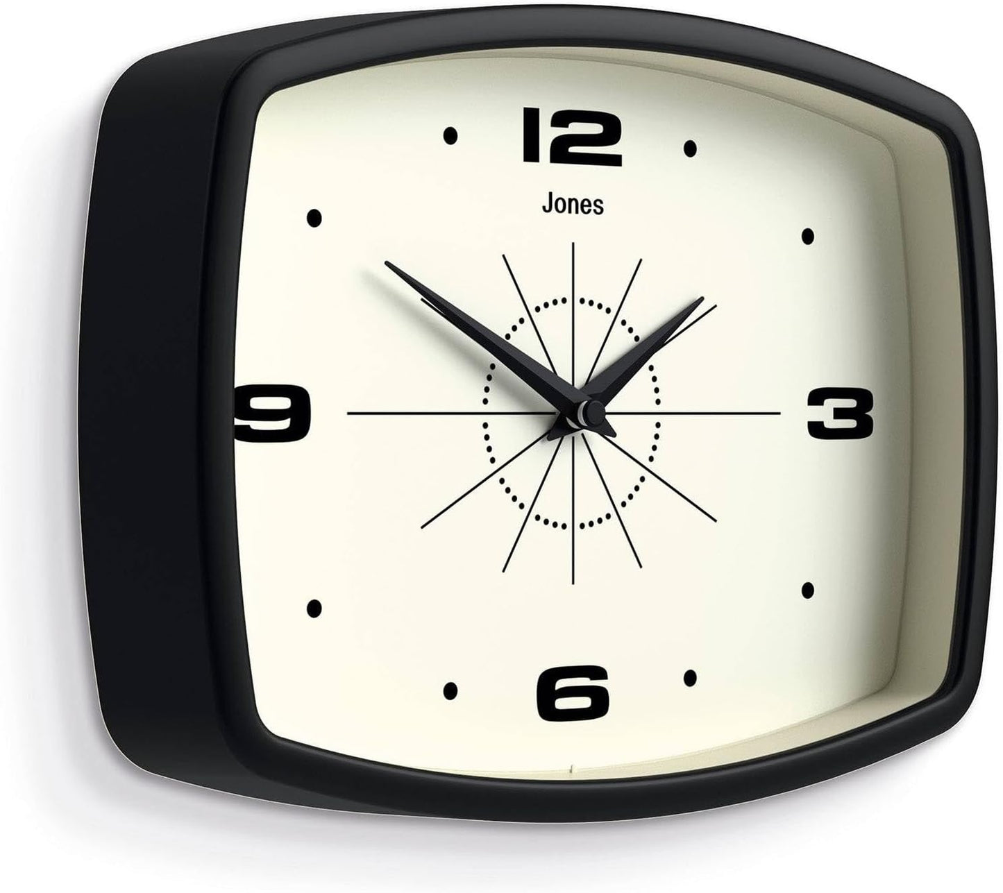 JONES CLOCKS® Movie wall Clock | Retro Rectangular Clock | 10 inch | Orange | Cool mid-Century Designer Look for Kitchen, Living Room or Office