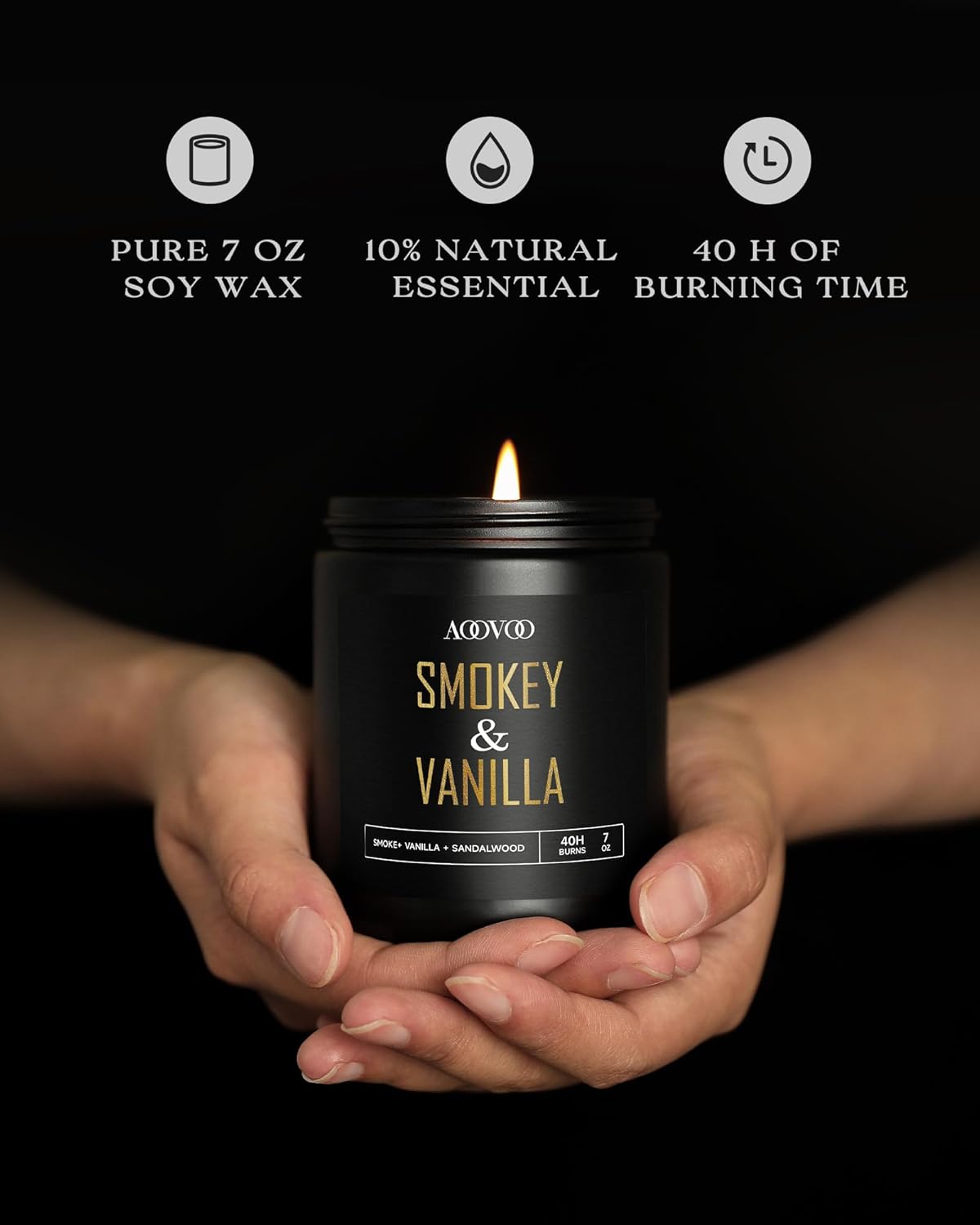 AOOVOO Scented Candles for Men - 4 Pack Candles for Home Scented, 36oz Soy Wax, 200 Hour Burn Time, Men Candle Set, Sandalwood Oud/Mahogany Teakwood/Smoke Vanilla/Jasmine Candle Set A