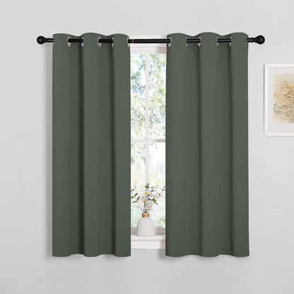 NICETOWN Halloween Pitch Black Solid Thermal Insulated Grommet Blackout Curtains/Drapes for Bedroom Window (2 Panels, 42 inches Wide by 63 inches Long, Black) - Colors C