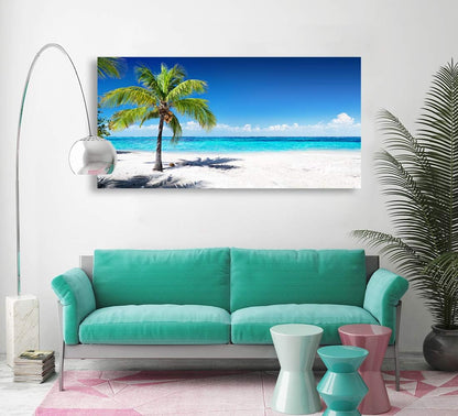 Baisuart S02250 Canvas Prints Wall Art Beach Sunset Ocean Waves Nature Pictures Stretched Canvas Wooden Framed for living Room Bedroom and Office
