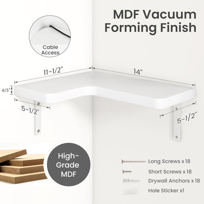 Venusmiles Corner Floating Shelves Set of 4, Wall Mounted L-Shaped Storage - Maximize Unused Corner Space in Bathroom, Kitchen, Bedroom, Office, Dark Carbonized
