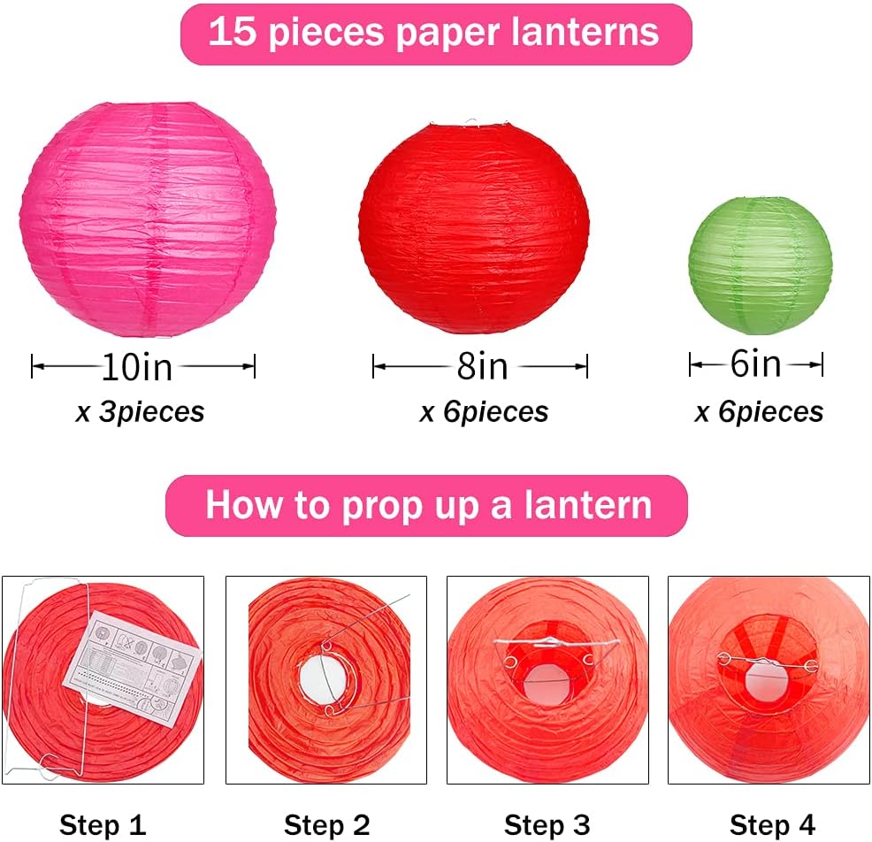 Paper Lanterns Decorative, Round Hanging Paper Lanterns Decorations for Rustic Party Bridal Shower Wedding Sage Green Birthday Party Supplies Gold/Ivory/Sage Green 15pcs