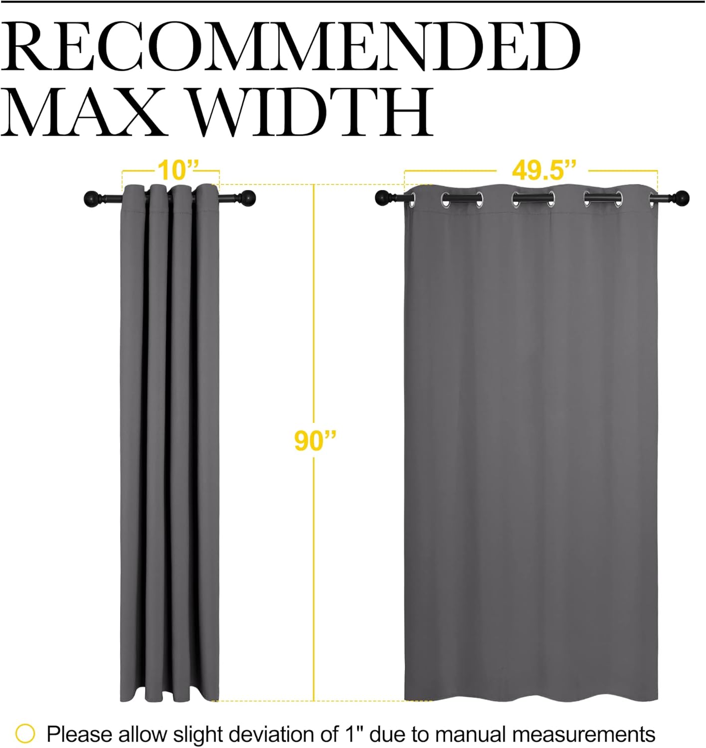NICETOWN Halloween Pitch Black Solid Thermal Insulated Grommet Blackout Curtains/Drapes for Bedroom Window (2 Panels, 42 inches Wide by 63 inches Long, Black) - Colors E