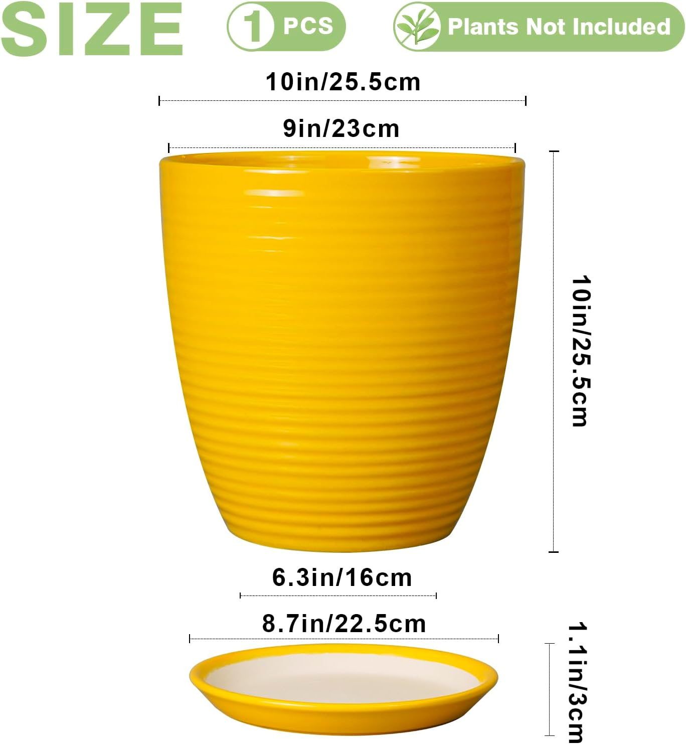 Ceramic Pots for Plants - 6 Inch Plant Pot with Drainage Hole and Saucer, Round Planters for Indoor Outdoor, Flower Pots, Modern Planter, Home Office Room Decor, Gifts for Plant Lovers, White