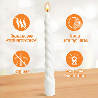 KORCCI Ivory Taper Candles 10 Inch - Set of 6 Long Candles, 8 Hours Long Burning, Smokeless & Unscented & Dripless, for Christmas Holiday Décor, Weddings, Birthdays, Dinner, Rituals (Ivory)
