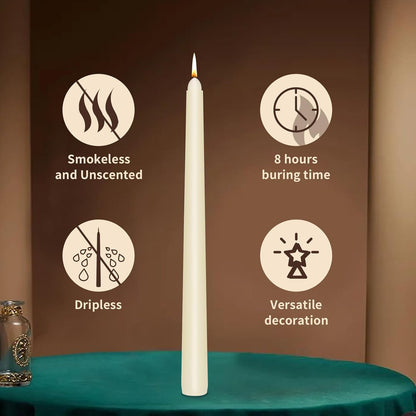 KORCCI Ivory Taper Candles 10 Inch - Set of 6 Long Candles, 8 Hours Long Burning, Smokeless & Unscented & Dripless, for Christmas Holiday Décor, Weddings, Birthdays, Dinner, Rituals (Ivory)