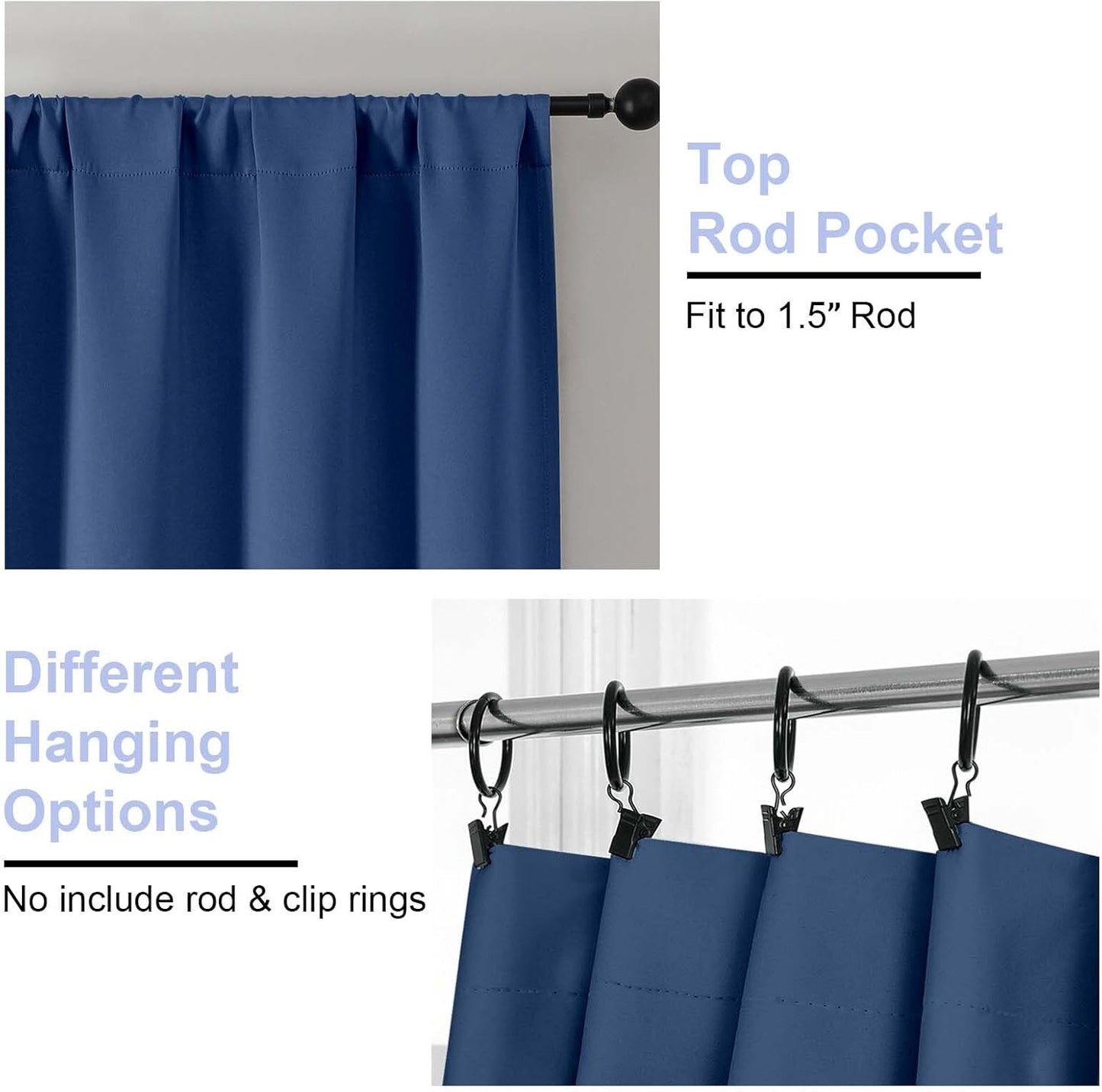 Simplebrand Ava Sage Green Blackout Curtains for Bedroom 63 Inch Length 2 Panels Set, Solid Thermal Insulated Energy Saving Rod Pocket Window Treatment Curtains Blackout Drapes, W40 x L63 Inch, Sage - Colors A