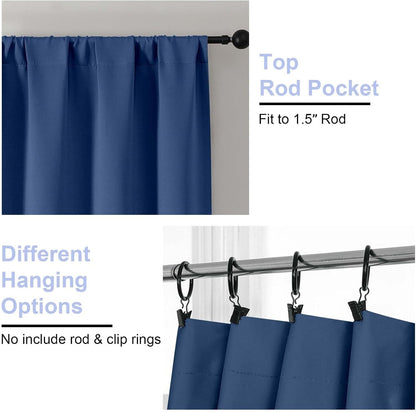 Simplebrand Ava Sage Green Blackout Curtains for Bedroom 63 Inch Length 2 Panels Set, Solid Thermal Insulated Energy Saving Rod Pocket Window Treatment Curtains Blackout Drapes, W40 x L63 Inch, Sage - Colors A