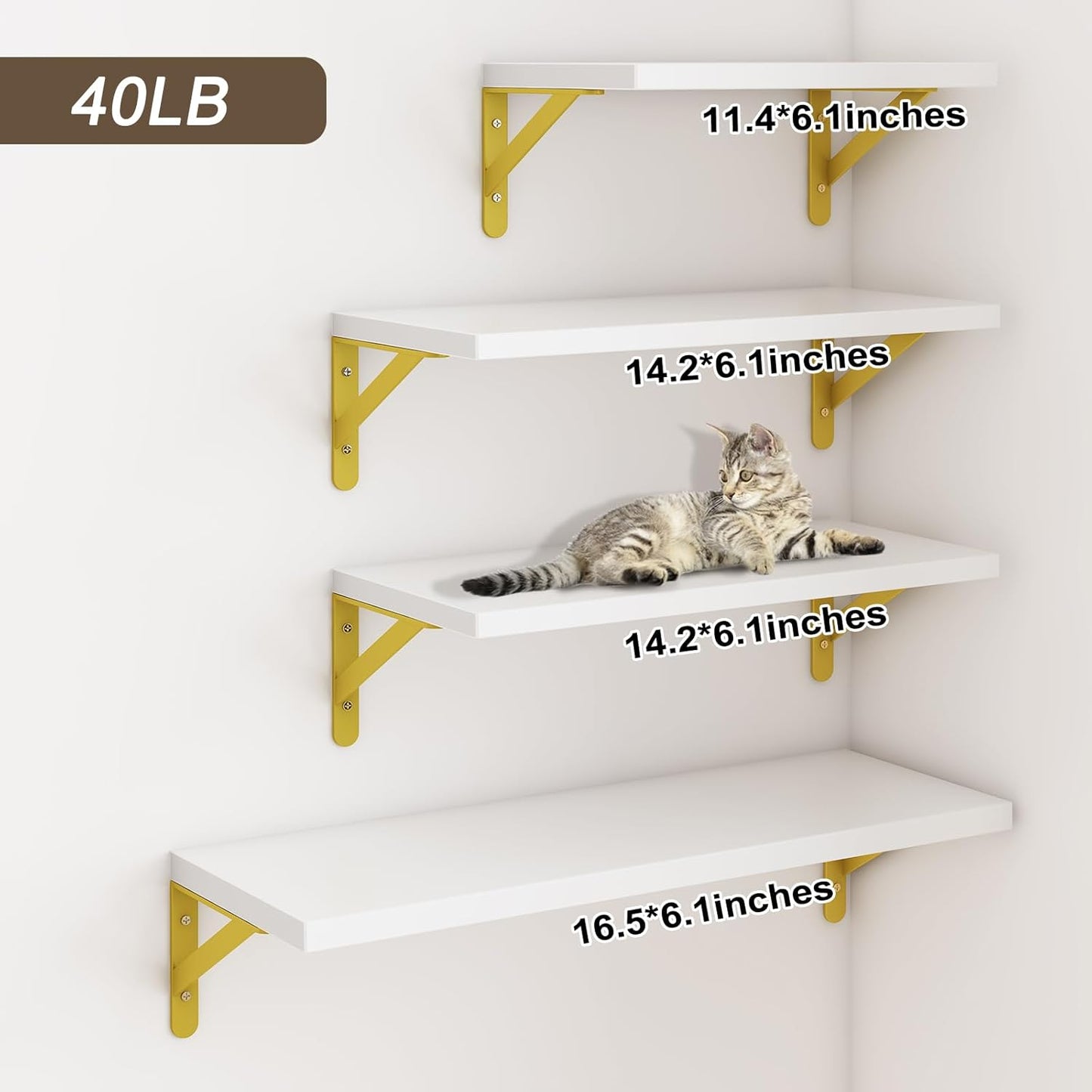 YGEOMER Floating Shelves for Wall, Different Sizes Dark Carbonized Brown Wall Shelves for Living Room, Bathroom, Bedroom, Kitchen, Home Decor (Set of 4)