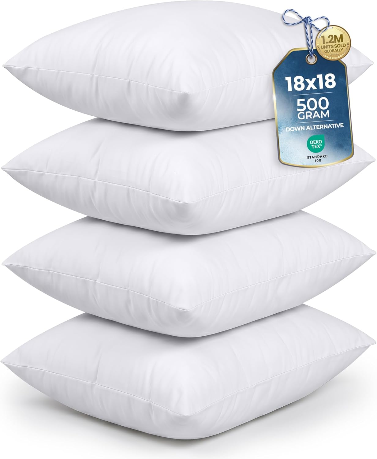 Utopia Bedding Throw Pillows (Set of 4, White) – 16 x 16 Inches Down Alternative Pillows for Bed, Sofa, and Couch - Fluffy Decorative Stuffer Pillow for Indoors & Outdoors