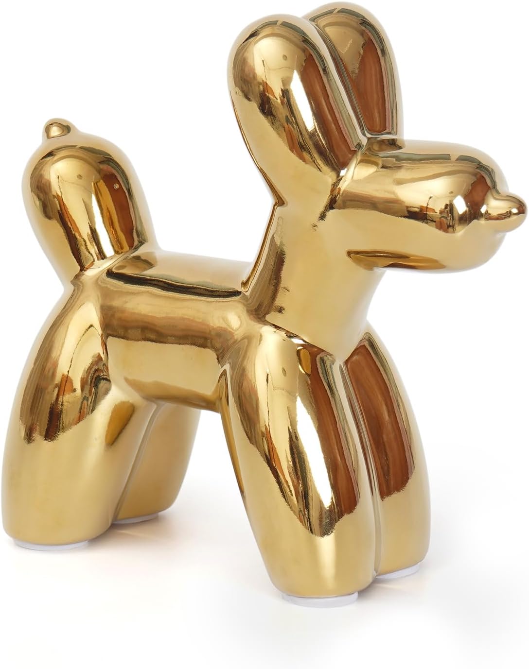 Notakia Cute Ceramics Balloon Dog Statue Crafts Gold Living Room Desktop Decorations,Handmade Modern Small Ceramic Animal Statue Ornament Gold Home Decor Accents