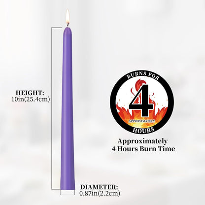 KONNI 0.87×10 Inch Ivory Taper Candles, Unscented and Smokeless Tall Candlesticks, 10 Pack Tapered Candles with Cotton Wicks, Long Burning, Ideal for Weddings, Dinner Parties, and Home Décor