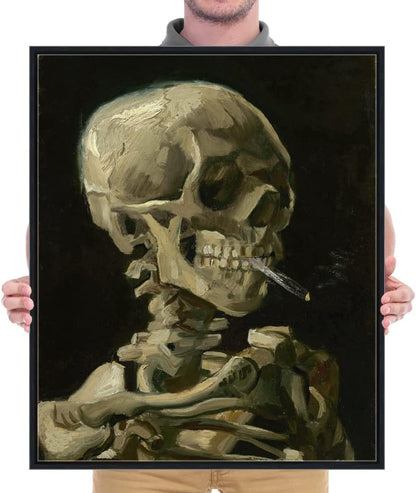 Wieco Art Skull of a Skeleton with Burning Cigarette, 1886 by Vincent Van Gogh Canvas Wall Art for Home Decor and Wall Decor Post-impressionism Canvas Prints Pictures Artwork