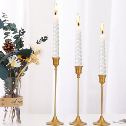 6Pcs Candlestick Holders,Brass Gold Metal Taper Candle Holder for Pillar Candles Sticks Holder for Wedding Fireplace Table Centerpiece Mantel Housewarming Gift