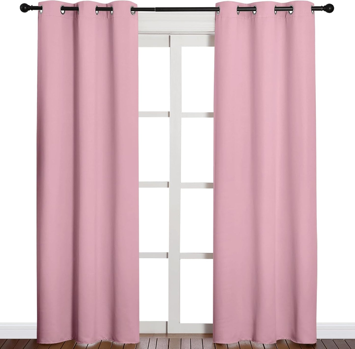 NICETOWN Halloween Pitch Black Solid Thermal Insulated Grommet Blackout Curtains/Drapes for Bedroom Window (2 Panels, 42 inches Wide by 63 inches Long, Black) - Colors A