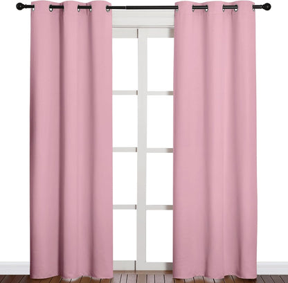 NICETOWN Halloween Pitch Black Solid Thermal Insulated Grommet Blackout Curtains/Drapes for Bedroom Window (2 Panels, 42 inches Wide by 63 inches Long, Black) - Colors A