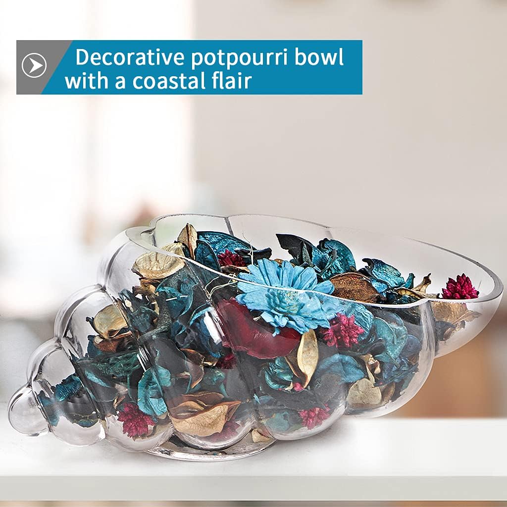 MDLUU Glass Shell Vase, 11-Inch Seashell Potpourri Holder, Large Decorative Conch Bowl for Shell Collection Display, Sea Glass, Air Plant