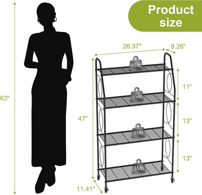 VyGrow Plant Stand, 4 Tier Plant Shelf for Indoor Outdoor, Heavy Duty Metal Tall Plant Stands Holder Rack for Living Room Balcony and Garden, Black