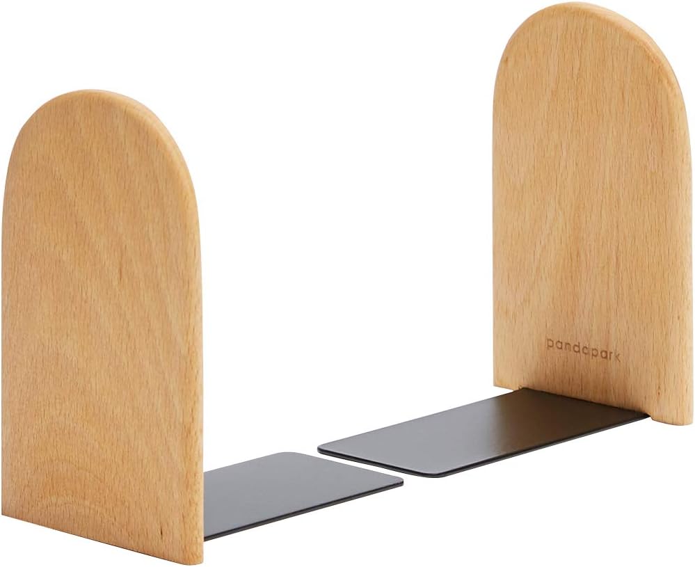 Pandapark Wood,Non-Skid Bookend for Shelves,Heavy Duty,Book Stand for CDs,1 Pair