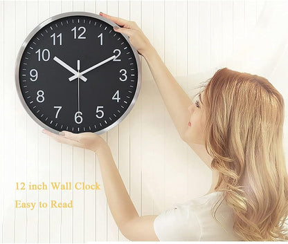 HZDHCLH Wall Clocks Battery Operated,12 inch Silent Non Ticking Modern Wall Clock for Living Room Bedroom Kitchen Office Classroom Decor (Olive Green and Gold)