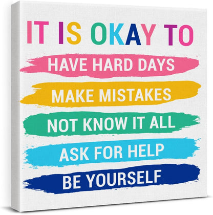 Inspirational Farmhouse Canvas Print Wall Art Decor One Small Positive Thought in the Morning Can Change Your Whole Day Sign Painting Plaque Rustic Home Decoration (8 X 8 Inches, Framed)