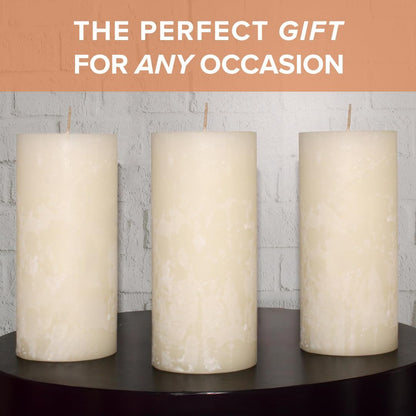 Simply Soson Warm Vanilla Scented Candle Set - 3x6 Ivory Pillar Candles for Home, Aromatherapy, Women, Fall