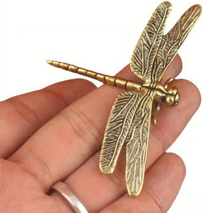 Dragonfly Sculpture - Handmade Metal Dragonfly Figurine with Wings for Study & Office