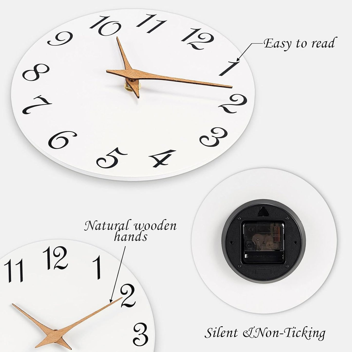 Mosewa Wall Clock 8 Inch Black Battery Operated Silent Non Ticking Simple Minimalist Rose Gold Numbers Decorative for Bedroom Living Room Kitchen Home Bathroom Office
