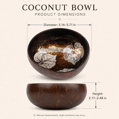 ChezMax Natural Coconut Bowl with Mother of Pearl Inlays - Key Bowl & Fruit Snack Holder (Blue-Gold)