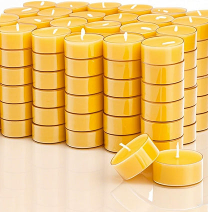 48 Packs Beeswax Tealight Candles, 100% Pure Beeswax Candles | 4-Hour Extended Burn Time | Natural Beeswax Tea Candle in Clear Cup, Perfect for Home Decor,Air Purification,Fragrance