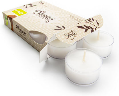 Shortie's Candle Company Coconut Cove Premium Tealight Candles - 6 White Highly Scented Tea Lights - Beautiful Candlelight - Made in the USA - Fruit & Berry Collection