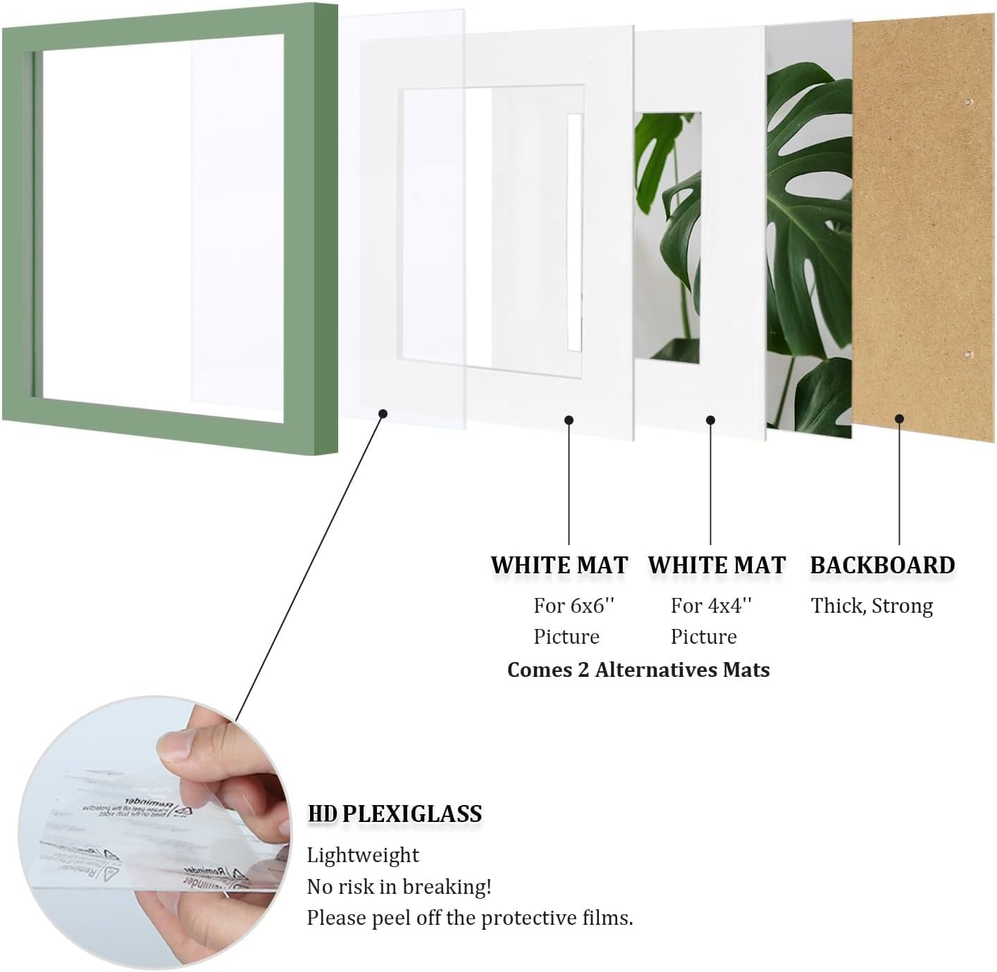 Egofine 12x16 Picture Frame Black, Covered by Plexiglass Made of Solid Wood, Display Pictures 9x12 and 11x14 with Mat or 12x16 Without Mat, for Wall Mounting Photo Frame - Colors A