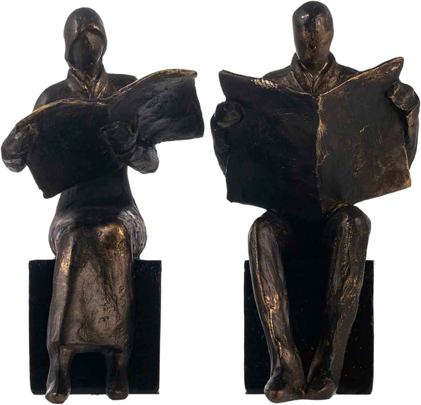 Lukitas Thinker Decorative Bookends, Non-Slip Book Holder, Book Ends for Shelves Living Room Office Home Decor, Resin, 1Pair/2Piece 9''