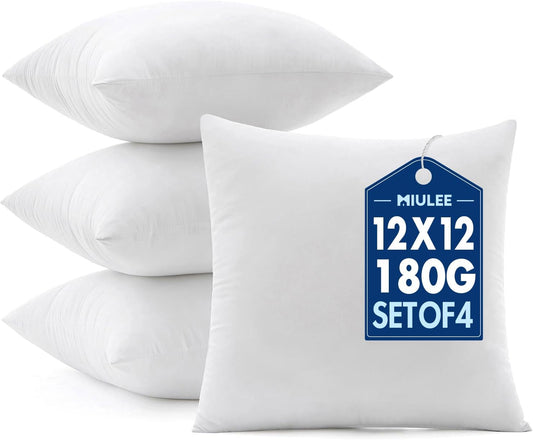 MIULEE Pillows Inserts, Pack of 4 18x18 Inch 100% Virgin Microfiber Filling Throw Pillows for Bed Couch Sofa