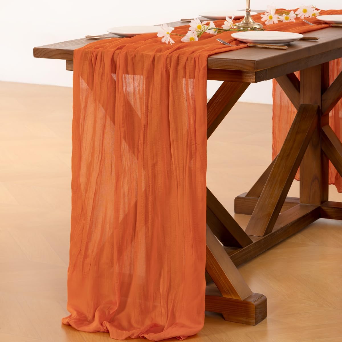 Socomi 3pcs Sage Green Cheesecloth Table Runner Summer Boho Rustic Gauze 120 inch 10FT Cheese Cloth Sheer Runner for Wedding Party Baby Shower Home Decor Holiday Decorations