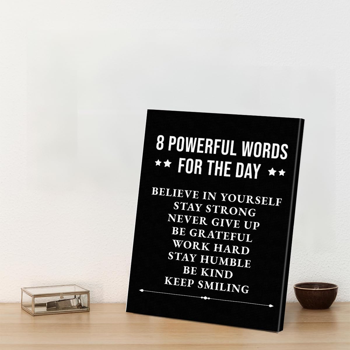 Inspirational Farmhouse Canvas Print Wall Art Decor One Small Positive Thought in the Morning Can Change Your Whole Day Sign Painting Plaque Rustic Home Decoration (8 X 8 Inches, Framed)