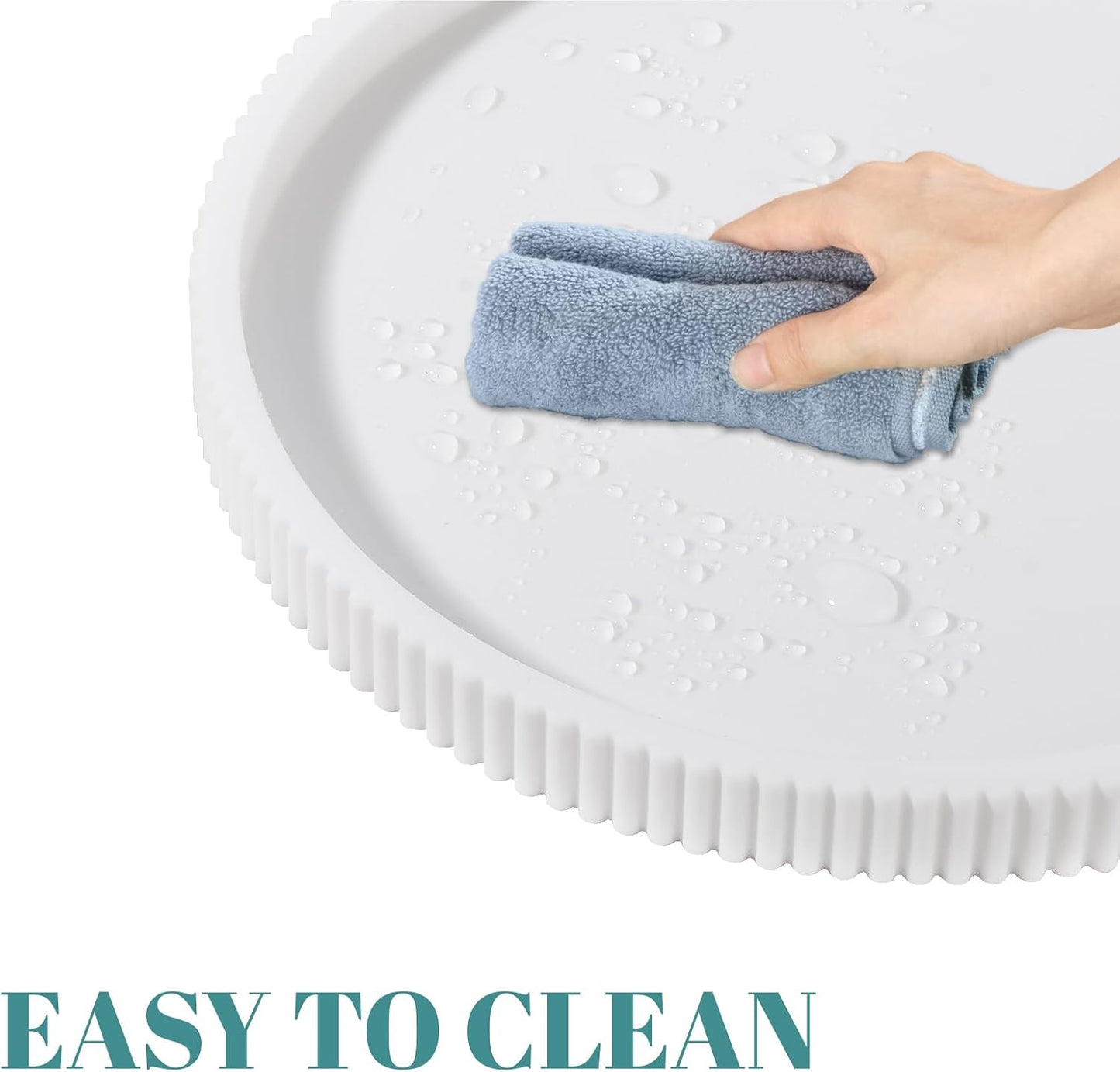 Silicone Bathroom Tray Round Kitchen Counter Organizer Decorative Vanity Accessories Coffee Table Decor for Perfume, Candle, Soap Dish, 9 Inch, Black